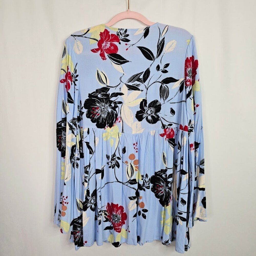 Women's FREE PEOPLE Bella Tunic Top size XS BLUE BLACK YELLOW RED Floral Boho - Picture 7 of 7